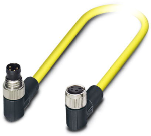 Sensor actuator cable, M8-cable socket, angled to M8-cable socket, angled, 4 pole, 1.5 m, PVC, yellow, 4 A, 1406206