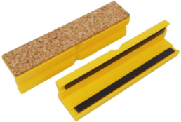 Clamping jaws cork/plastic 125 mm yellow, with magnetic bar (pair), 9-900-S4125