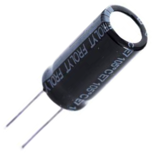 Electrolytic capacitor, 10 µF, 100 V (DC), ±20 %, radial, pitch 2.5 mm, Ø 6.8 mm