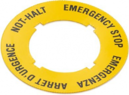 Emergency stop, adhesive label, round 22.3, outside diameter 40 mm, NOT-HALT, EMERGENCY STOP, ARRET