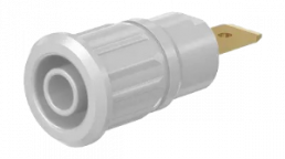 4 mm socket, flat plug connection, mounting Ø 12.2 mm, CAT III, CAT IV, white, 49.7073-29