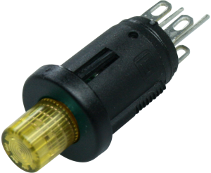 Pushbutton switch, 1 pole, yellow, illuminated , 0.2 A/60 V, mounting Ø 5.1 mm, IP40, 0041.8860.1137
