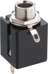 6.35 mm jack panel socket, 3 pole (stereo), solder connection, plastic, KLBP 3