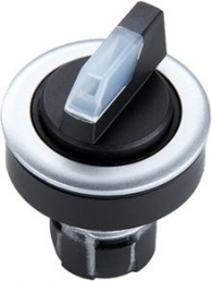 Selector switch, unlit, groping, waistband round, white/black, front ring black, 2 x 40°, mounting Ø 22.3 mm, 1.30.093.670/0200