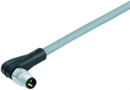 Sensor actuator cable, M8-cable plug, angled to open end, 3 pole, 5 m, PVC, gray, 4 A, 77 3403 0000 20003-0500