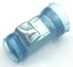 End connector with heat shrink insulation, transparent blue, 29.6 mm