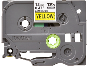 Labelling tape cartridge, 12 mm, tape yellow, font black, 8 m, TZE-631