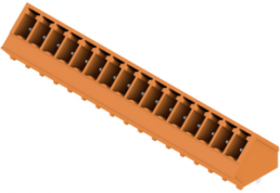 Pin header, 16 pole, pitch 3.81 mm, angled, orange, 1976000000