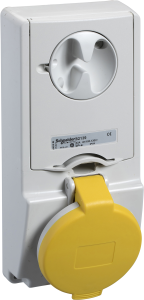 CEE surface-mounted socket, 3 pole, 32 A/100-130 V, yellow, 4 h, IP44, 82139