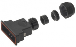 D-Sub connector housing, size: 4 (DC), straight 180°, cable Ø 10.5 to 12 mm, thermoplastic, black, 09670370439