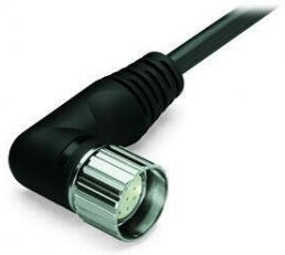 Sensor actuator cable, M23-cable socket, angled to open end, 12 pole, 10 m, black, 8 A, 756-3202/120-100