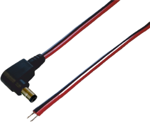 DC connection cable, Plug 2.1 x 5.5 mm, angled, open end, red/black, 075902