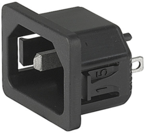 Plug C18, 2 pole, snap-in, solder connection, black, 6102.5115