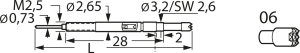 Switching test probe, waffle, Ø 2.65 mm, travel  5 mm, pitch 3.5 mm, L 44.8 mm, F88506B230G350SM
