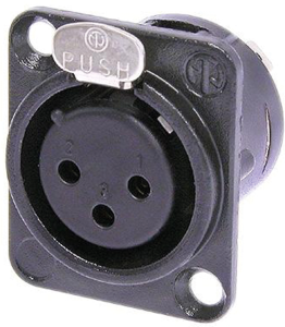 XLR panel socket, 3 pole, silver-plated, 2.5 mm², AWG 14, metal, NC3FD-L-BAG-1