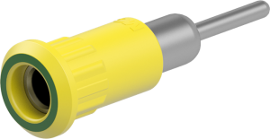 4 mm socket, round plug connection, mounting Ø 8.2 mm, yellow/green, 64.3011-20
