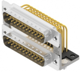 D-Sub plug, 25 pole, high density, equipped, pin header/pin header, angled, solder pin, 163A19509X