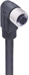 Sensor actuator cable, M12-cable socket, angled to open end, 4 pole, 10 m, PUR, black, 16 A, 934850303