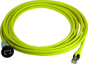 Modular cable, RJ45 plug, straight to RJ45 socket, straight, Cat 6, PA, 0.5 m, black