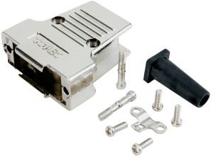 D-Sub connector housing, size: 3 (DB), angled 40°, cable Ø 7 mm, zinc die casting, silver, 165X17579XE