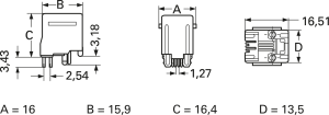 Socket, RJ11/RJ12/RJ14/RJ25, 6 pole, 6P6C, Cat 3, solder connection, PCB mounting, 5520258-3