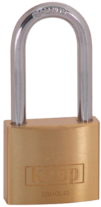 Padlock, high shackle, level 4, shackle (H) 40 mm, brass, (B) 40 mm, K12040L40D