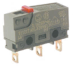 Subminiature snap-action switch, On-On, PCB connection, pin plunger, 1.47 N, 0.1 A/30 VDC, IP40