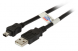 USB 2.0 Adapter cable, USB plug type A to Mini-USB plug type B, 0.5 m, black