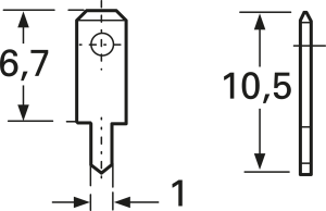 Faston plug, 2.8 x 0.8 mm, L 10.5 mm, uninsulated, straight, 378008.68