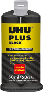 2 components adhesive 50 ml cartridge, UHU PLUS BLACK 50ML