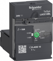 Extended control unit LUCC, class 10, 0.35-1.4A, 24 VDC for power socket LUB12/LUB32/LUB38/LUB120/LUB320/LUB380/reversing contactor switch LU2B12BL/LU2B32BL/LU2B38BL, LUCC1XBL