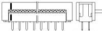Connector, 10 pole, 2 rows, pitch 2.54 mm, solder pin, tin-plated, 1-216119-0