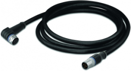 Sensor actuator cable, M12-cable socket, angled to M12-cable plug, straight, 3 pole, 1 m, PUR, black, 4 A, 756-5403/030-010