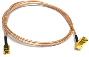 Coaxial cable, SMA plug (straight) to SMA plug (angled), 50 Ω, RG-316, grommet black, 1.2192 m, BU-4150030048