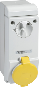 CEE wall socket, 3 pole, 32 A/100-130 V, yellow, 4 h, IP44, 83039