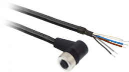 Sensor actuator cable, M12-cable socket, angled to open end, 5 pole, 2 m, PUR, black, 4 A, XZCP12V12L2