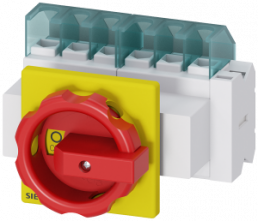 Emergency stop load-break switch, Rotary actuator, 6 pole, 25 A, 690 V, (W x H x D) 67 x 84 x 92.5 mm, front mounting, 3LD2103-4VP53
