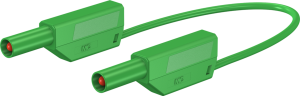 Measuring lead with (4 mm plug, spring-loaded, straight) to (4 mm plug, spring-loaded, straight), 750 mm, green, PVC, 2.5 mm², CAT III