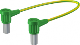 POAG connection cable with (POAG socket, spring-loaded, angled) to (POAG socket, spring-loaded, angled), 3 m, green/yellow, PVC, 6.0 mm²