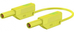 Measuring lead with (4 mm plug, spring-loaded, straight) to (4 mm plug, spring-loaded, straight), 250 mm, green/yellow, silicone, 1.0 mm², CAT III
