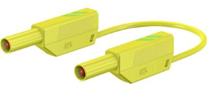 Measuring lead with (4 mm plug, spring-loaded, straight) to (4 mm plug, spring-loaded, straight), 1.5 m, green/yellow, PVC, 2.5 mm², CAT III