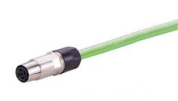 Sensor actuator cable, M12-cable socket, straight to open end, 4 pole, 0.5 m, PUR, green, 0948C300004005