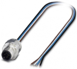 Sensor actuator cable, M12-flange plug, straight to open end, 4 pole, 2 m, 4 A, 1446346