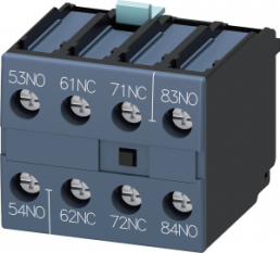 Auxiliary switch block, 10 A, 2 Form A (N/O) + 2 Form B (N/C), screw connection, 3RH1921-1XA22-0MA0