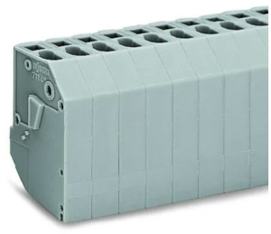 Transformer terminal block, 2 pole, straight, 25 A, 800 V, spring-cage connection, 711-132
