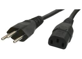 Power cord, Switzerland, Plug Type J, straight on C19-connector, straight, H05VV-F3G1.5mm², black, 2.5 m