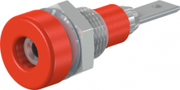 2 mm socket, flat plug connection, mounting Ø 6.4 mm, red, 23.0030-22