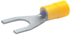 Insulated forked cable lug, 4.0-6.0 mm², AWG 12 to 10, 10.5 mm, M10, yellow