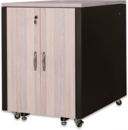 17 HE SOUNDproof cabinet, wood decor oak, (H x W x D) 1000 x 750 x 1130 mm, IP20, sheet steel, black, DN-19 17U-SO-O