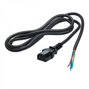Power cord, Europe, C14-plug, straight on open end, black, 1.5 m